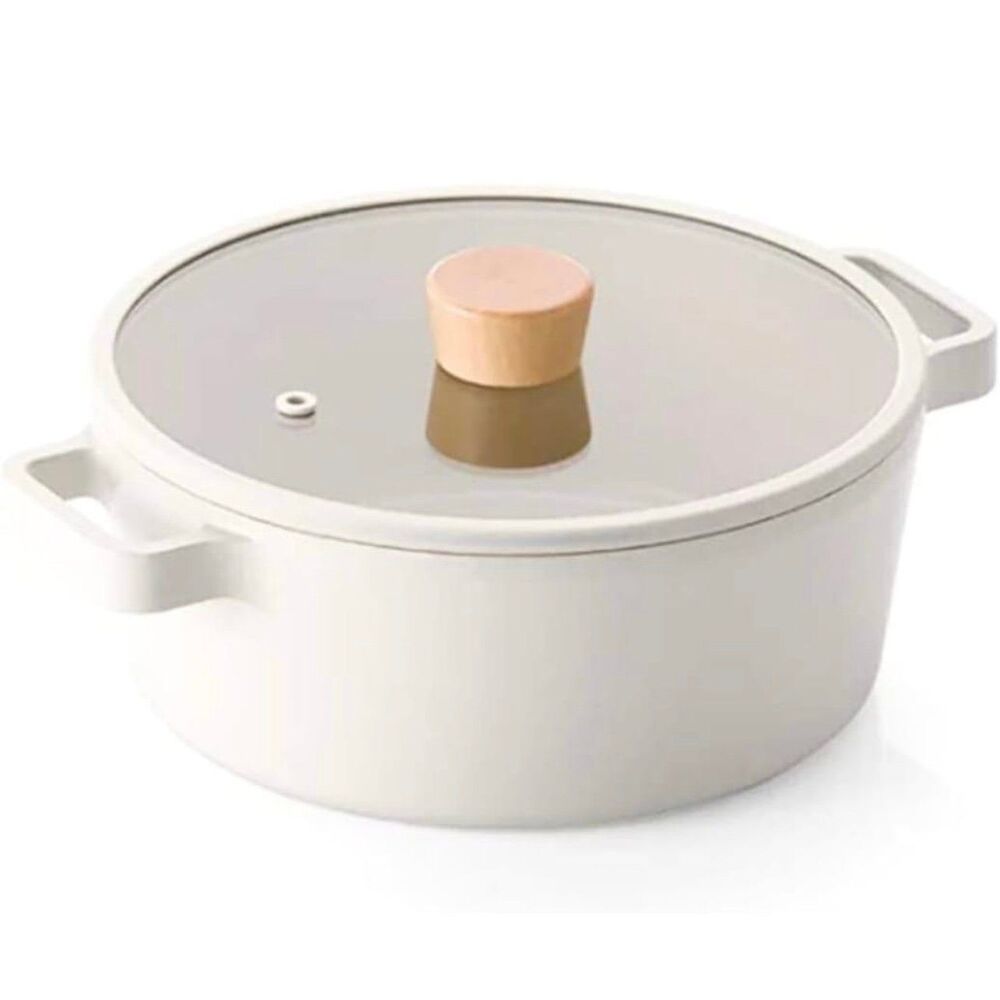 NEOFLAM FIKA 2.7QT Nonstick Stock Pot, Glass Lid with Wood Knob - Picture 1 of 4